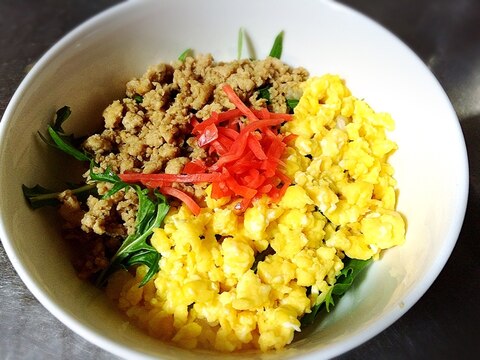 鶏そぼろと卵の二色丼